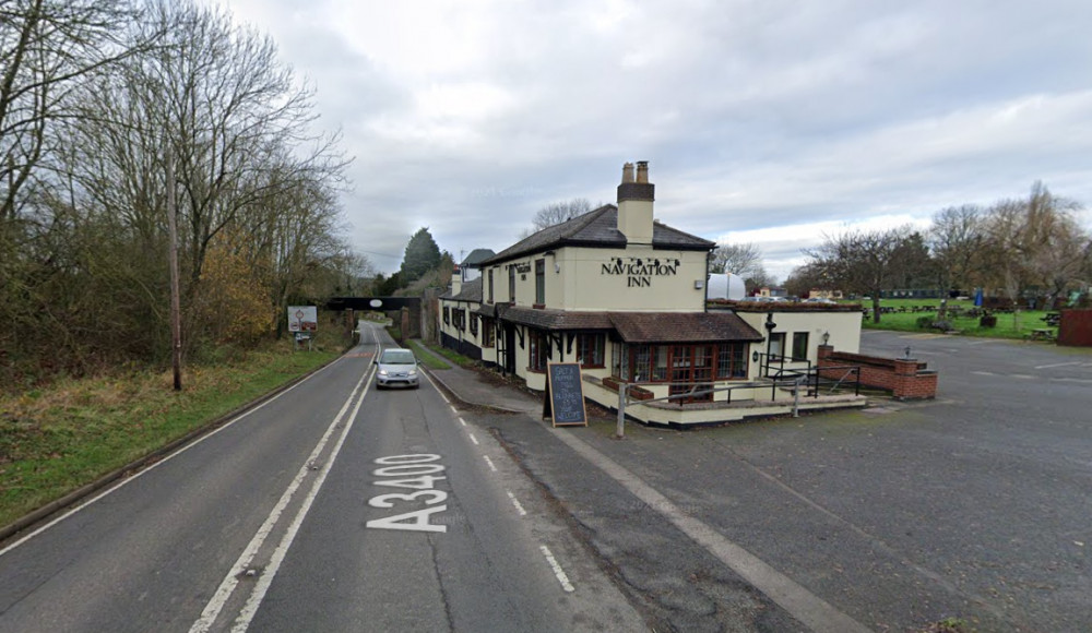 As the BMW approached the Navigation Inn pub on the A4300, the woman tried to get out of the car (image via Google Maps)