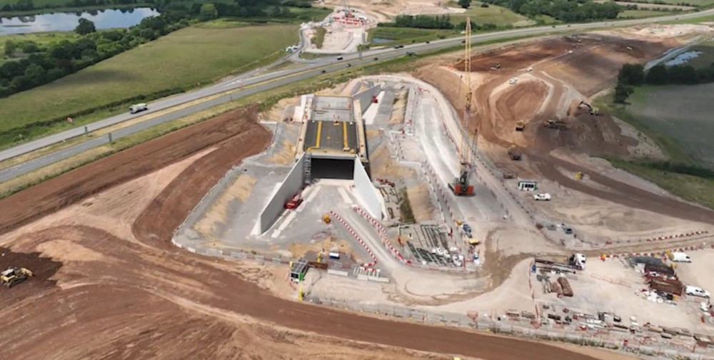 Construction of the HS2 line around the A452 (image via HS2)