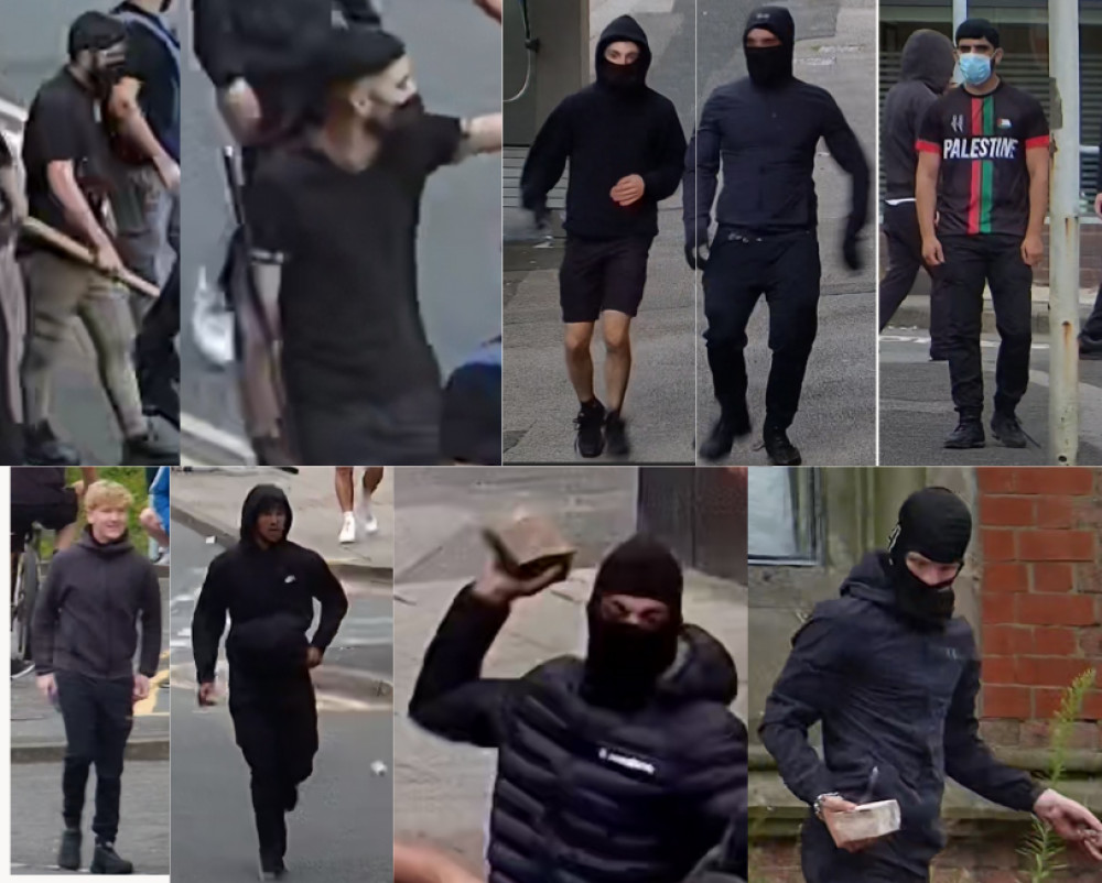 Police are looking for these men following the violent disorder in Stoke-on-Trent earlier this month (Staffordshire Police).