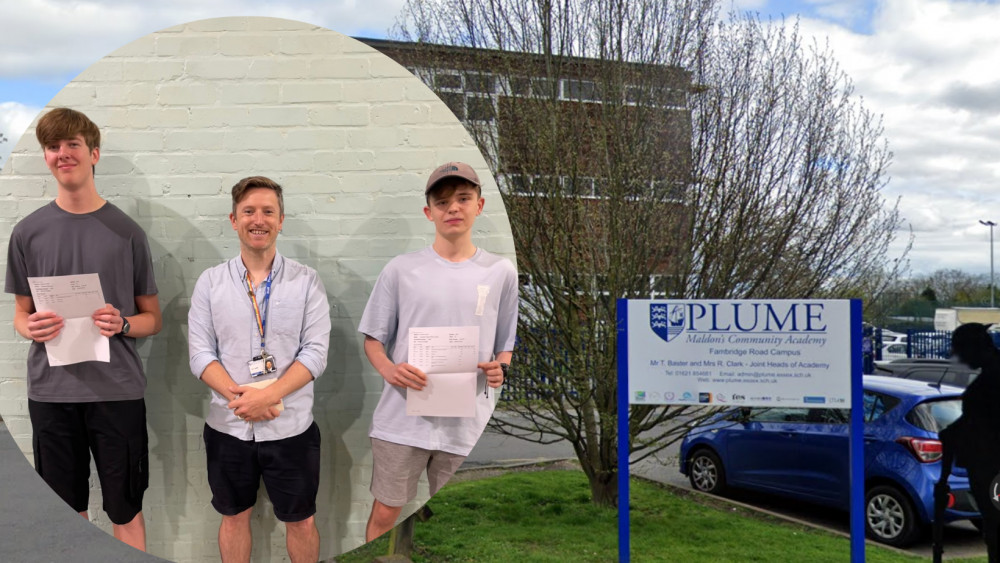 Matthew Rush and Jonny Willis, alongside Assistant Vice Principal, Mr J Hallam. (Photo: Plume Academy)