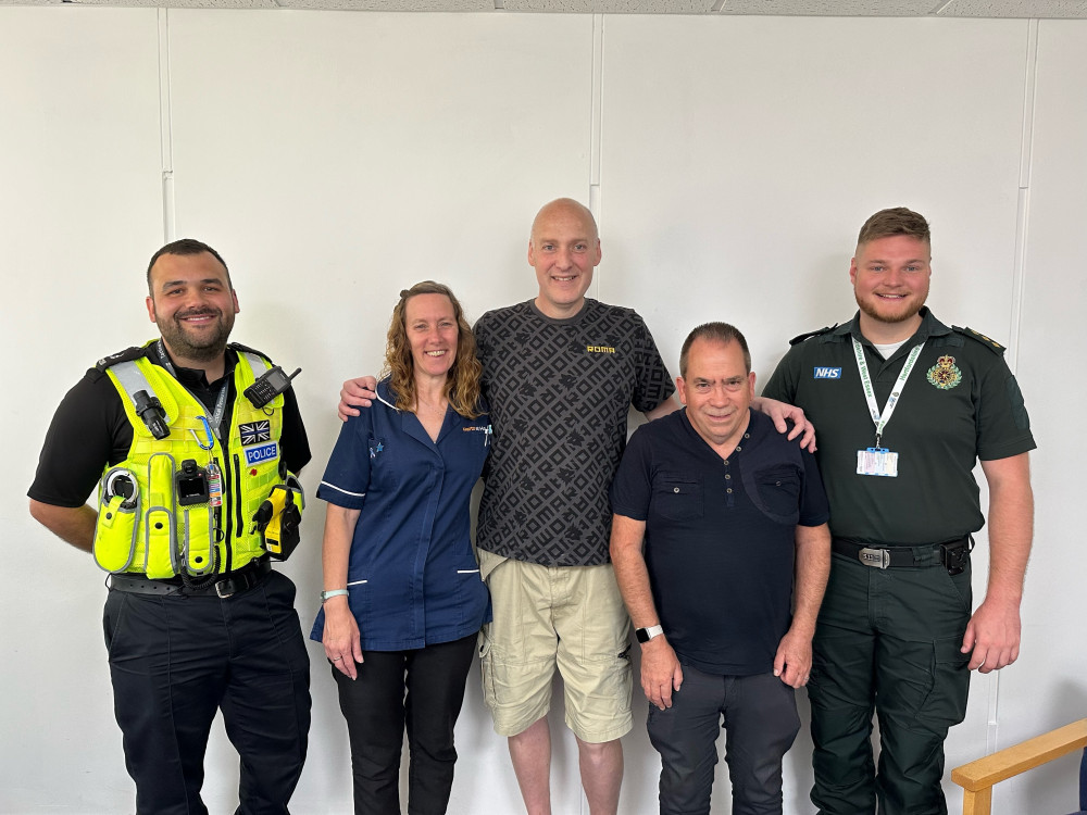 From left – PC Ellis, Claire Leverington, Marco Desider, David Williams and Rob Allmey (image via Hertfordshire Constabulary)