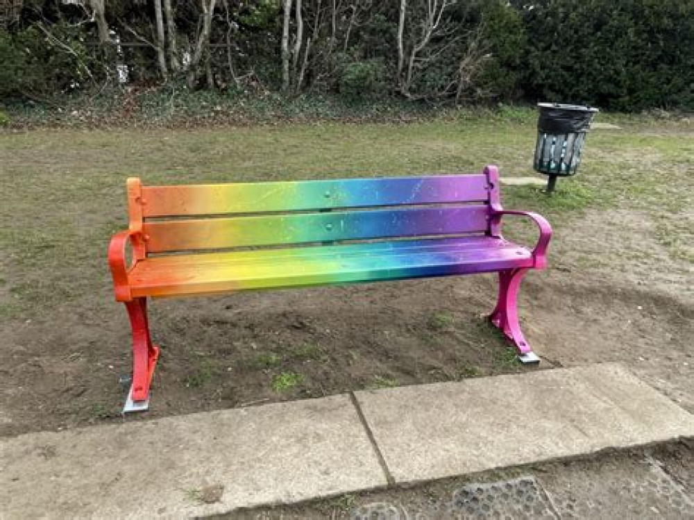 The bench on Windmill Hill was installed in March 2023 (image via North Herts Pride)