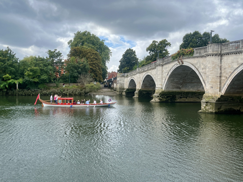 The Royal Jubilant passing under Richmond Bridge to mark 250 years since its construction (credit: Cesar Medina).