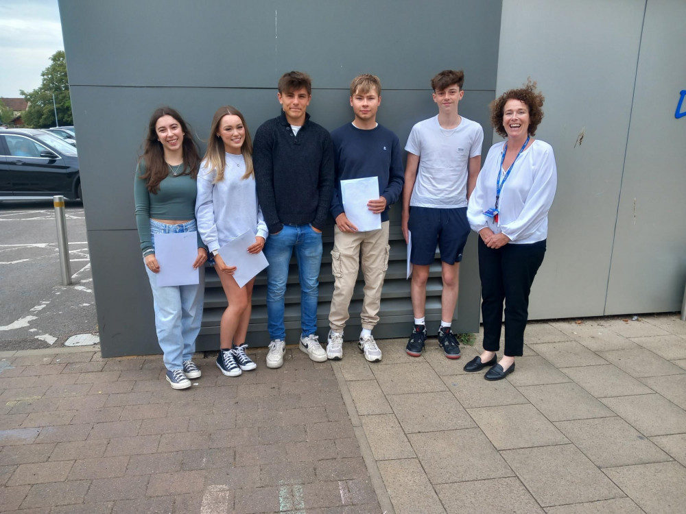 ORA Students Hannae, Chloe, Kai, Nathan and Thomas, alongside Principal Jo Williams. (Photo: Ormiston Rivers Academy)