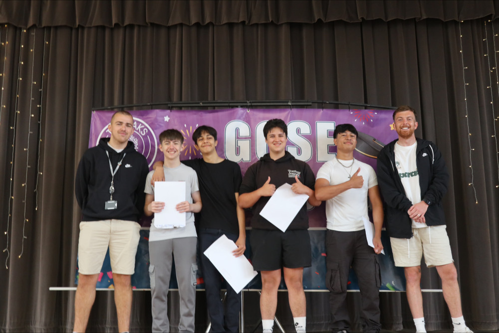 Mr Smith, with Petru Creciun, Andrei Guta, Liam Jansen, Gio Ho and Mr Howells (The Oaks Academy).