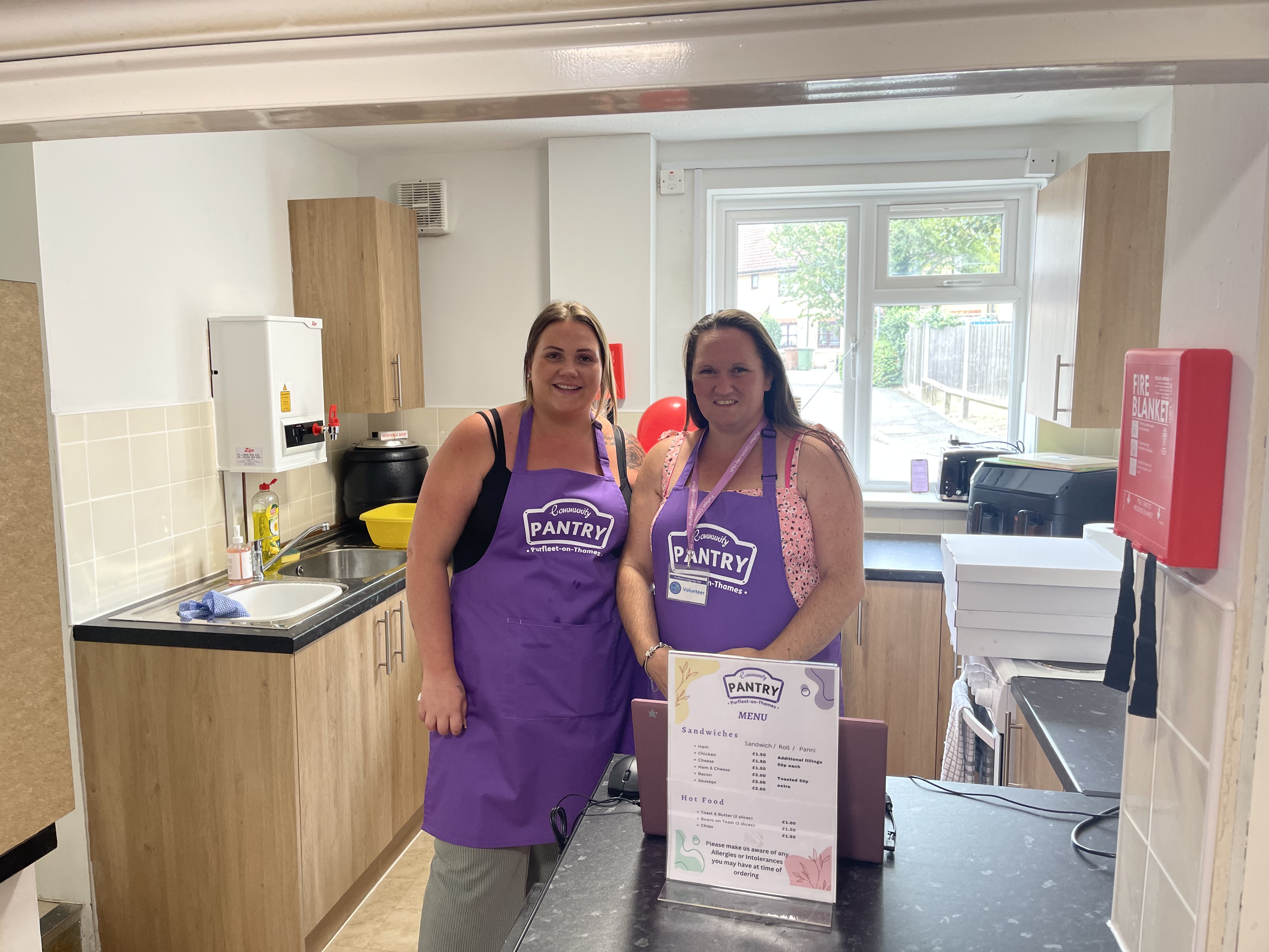 Volunteers from the Community Pantry in the new kitchen.