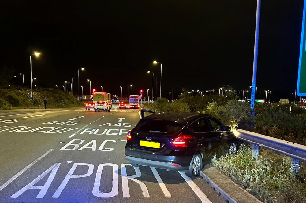 Police first tried to stop the car on the A46 near Warwick (image via Warwickshire OPU)