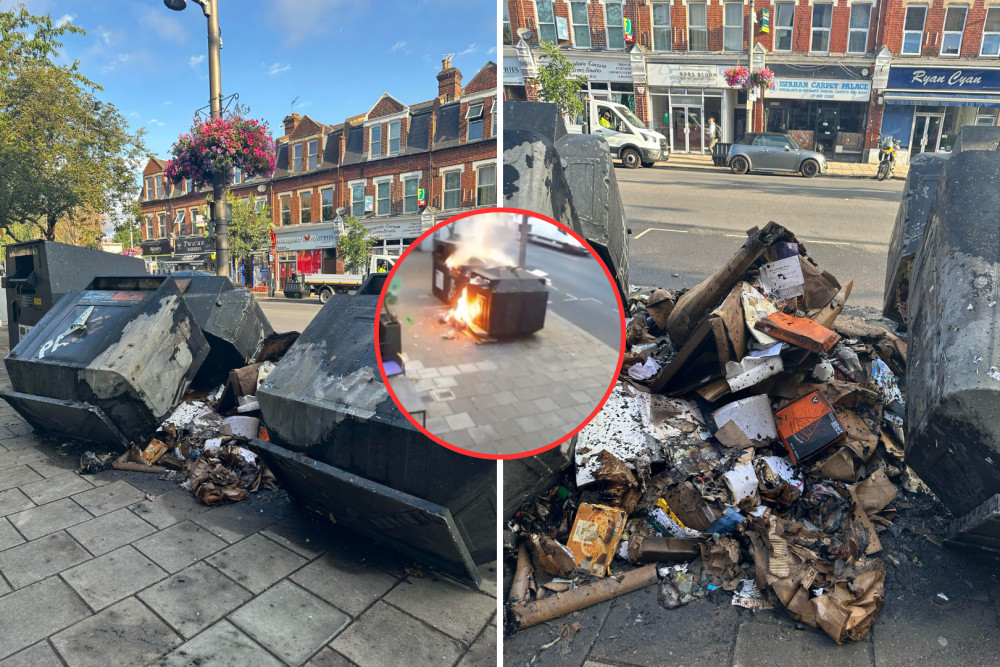 A bin on Heath Road, Twickenham catches on fire this week, LFB investigate cause (credit: Image supplied).