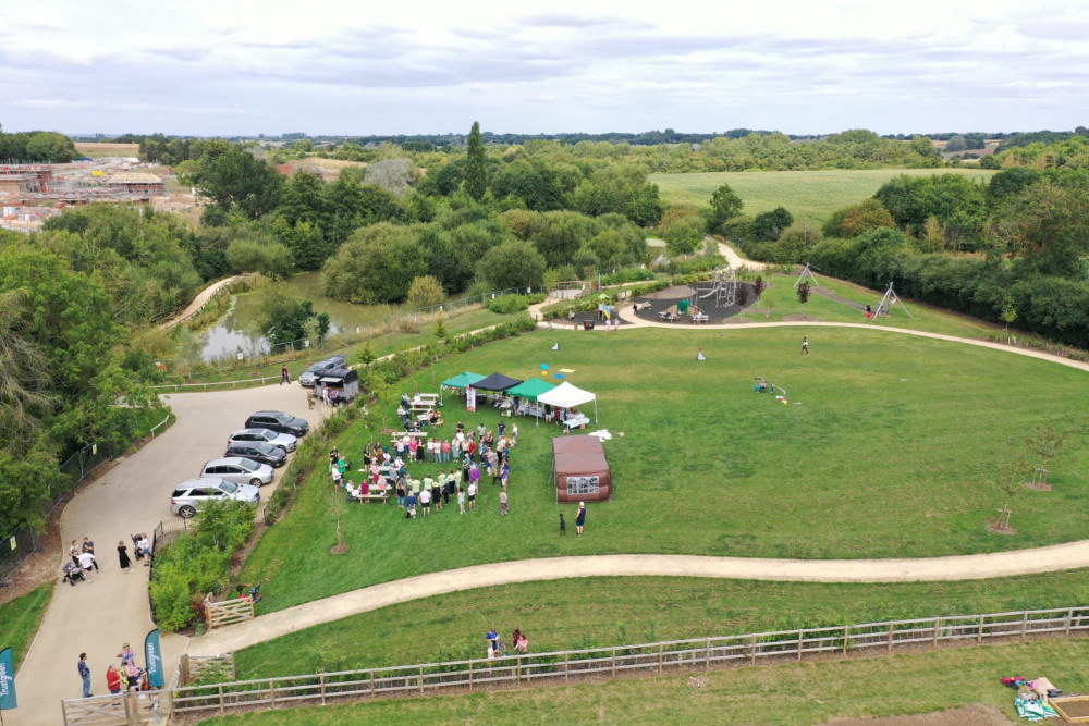 An aerial shot of the allotments being unveiled (image supplied)