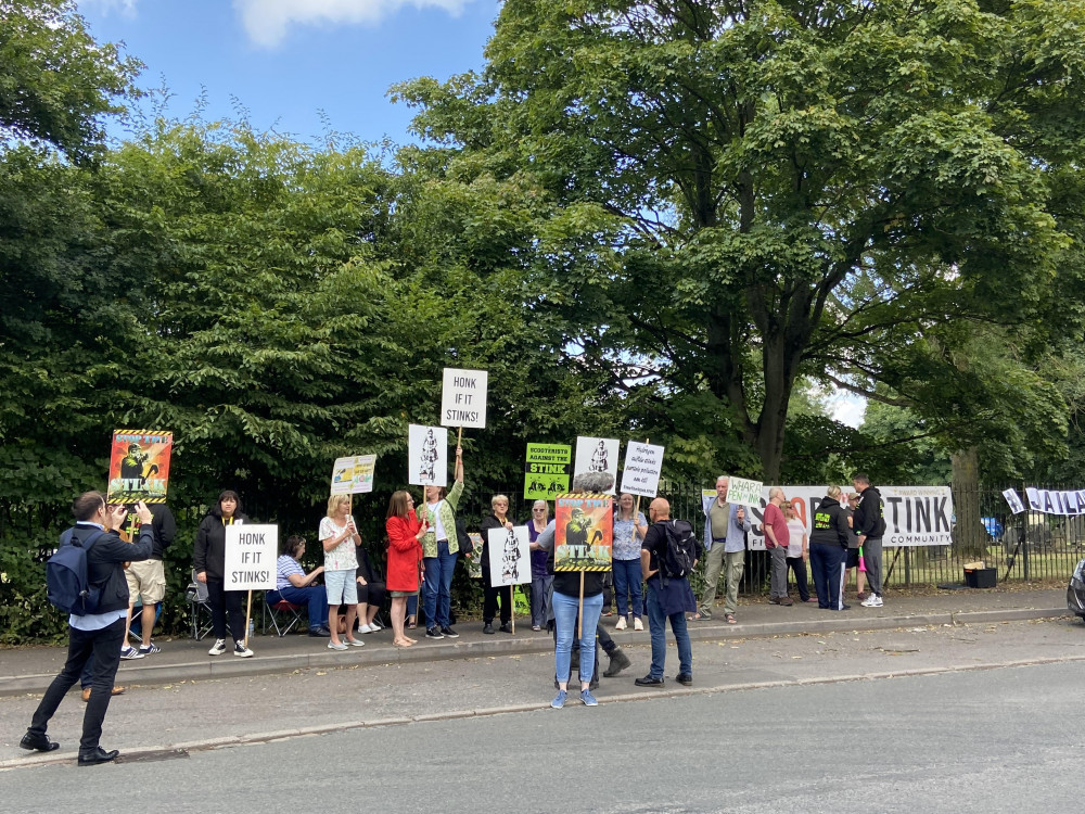 Campaigners staged a protest outside Walleys Quarry, Newcastle, on Friday afternoon (LDRS).