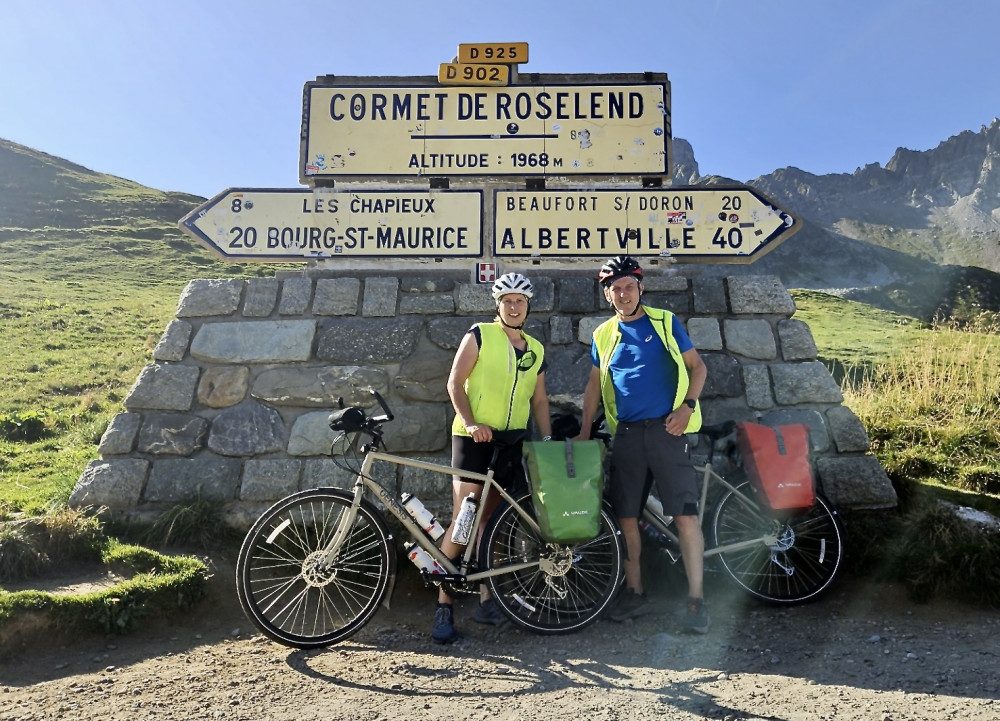 Ange and Richard Bebbington are cycling from Rome to Ashby. Photos: Supplied