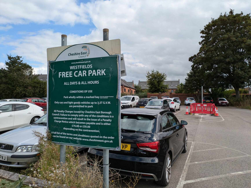 Workmen were spotted in Westfields council owned car park in Sandbach today (Wednesday). (Photo: Nub News)