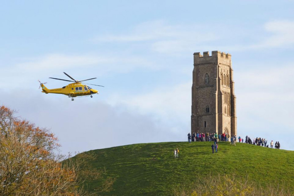 Glastonbury Tor will be illuminated on Monday, 9th September, to mark the beginning of Air Ambulance Week 2024 (submitted image).