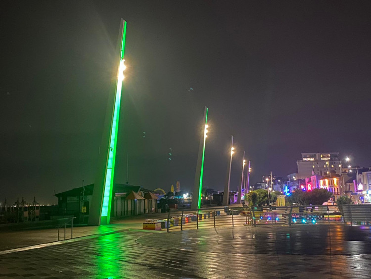 Southend Sea Front lit up green in honour of Suicide Prevention Week. (Photo: Mid and South Essex NHS Foundation Trust)