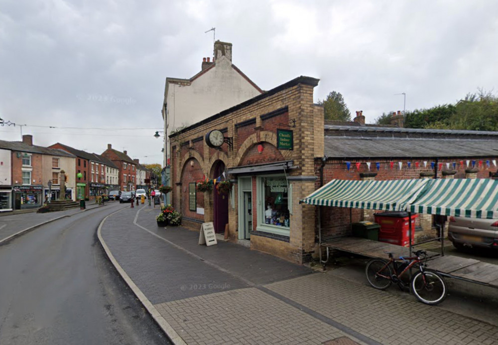 Cheadle Market Hall will be sold via an online auction starting on 11 September (Google).