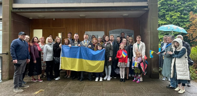 Locals gathered to mark Ukrainian Independence Day in August outside Jubilee House (image via Kenilworth Liberal Democrats)