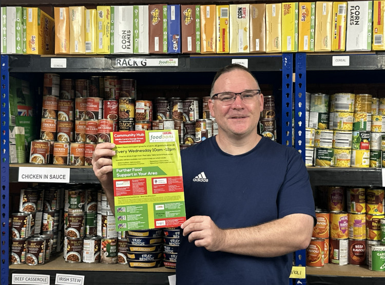 Dan Blackman, pictured on the ground floor of Silklife Foodbank.  (Image - Macclesfield Nub News) 