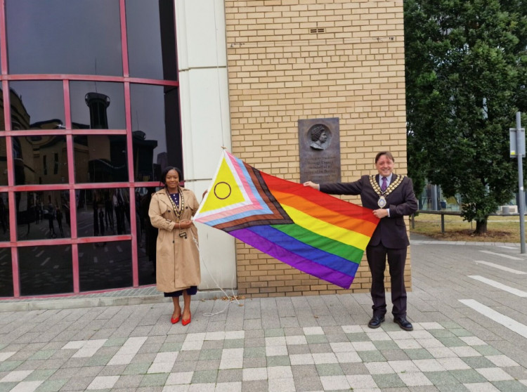 Mayor of Basildon, Cllr Allan Davies was joined today (Friday, 6 September) by Deputy Mayor, Cllr Victoria Joseph for a special ceremony to raise the Pride flag