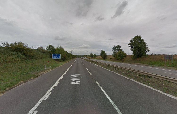 The A1(M) had to be closed on Sunday while emergency services dealt with the incident (image via Google Maps)