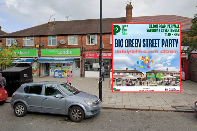 Don't miss the Big Green Street Party coming to Bilton Road, Perivale this month (credit: Google Maps & Parents For Future West London).