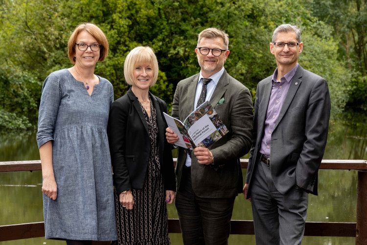 L_R Louise Driver, National Forest director of operations, Allison Thomas, chief executive North West Leicestershire District Council, Dr Tony Ballance, chair of the National Forest and John Everitt OBE, chief executive National Forest. Photo: National Forest Company