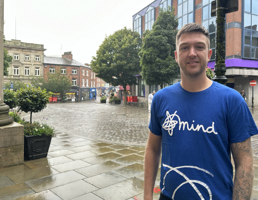 Tom Stott, pictured in Macclesfield town centre, yesterday. (Image - Macclesfield Nub News) 