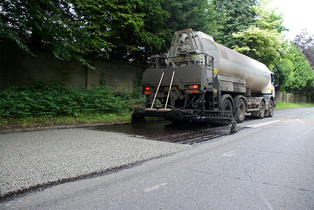 Roadworks on Bruton Road and Creech Hill Road in Shepton Mallet as part of Somerset Council's largest resurfacing project in years.