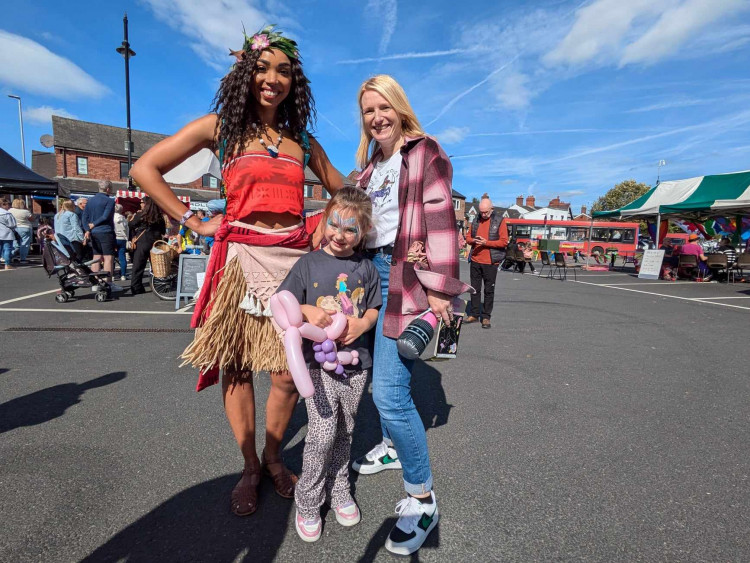 Four year old Nell and mum Katherine Longfield had fun meeting the Moana Disney character at yesterday's event.   (Photo: Deborah Bowyer/Sandbach Nub News)