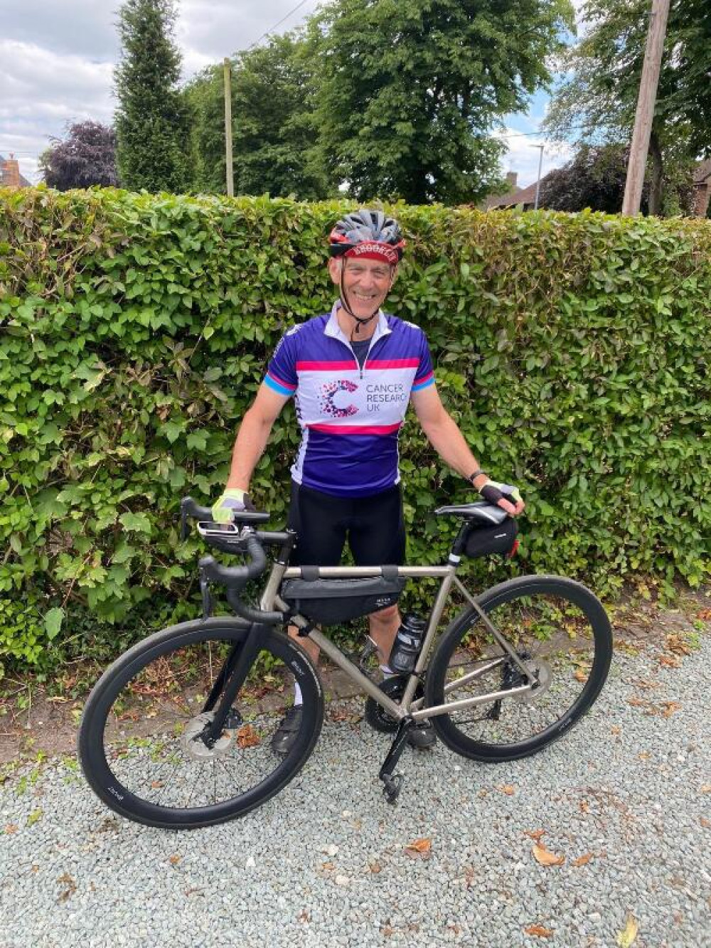 Alsager's Simon Perry has finished his cycle ride for Cancer Research. (Photo: Kym Perry)