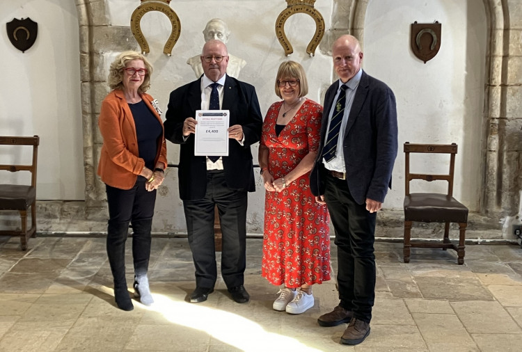 Uppingham Masonic Lodge presented the charity with a cheque at a small ceremony at Oakham Castle. (Photo: Dying Matters Rutland)