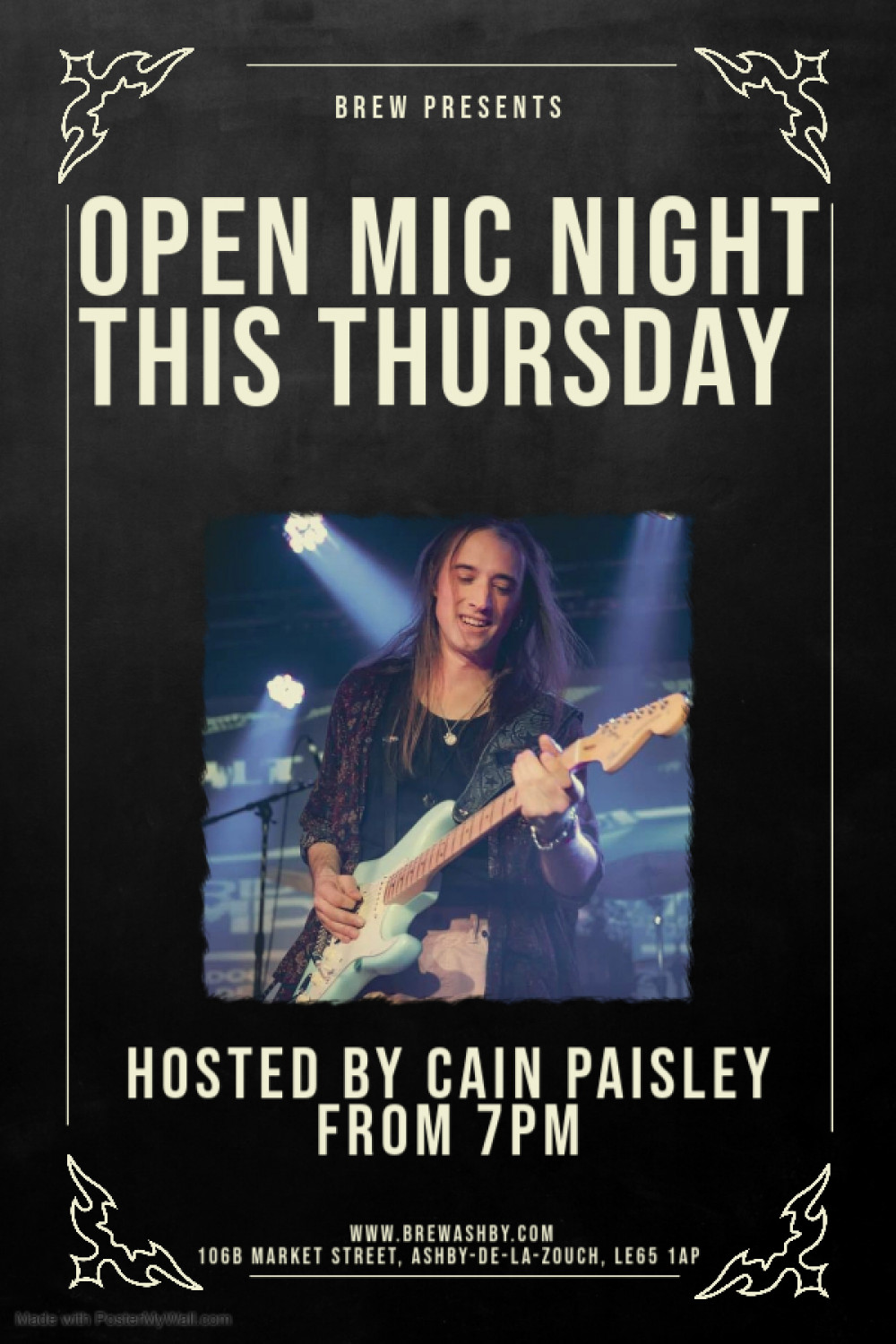 Open Mic Night Hosted by Cain Paisley at Brew, 106B Market Street, Ashby-de-la-Zouch