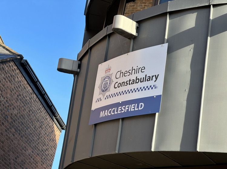 A sign outside Macclesfield Police Station. (Image - Macclesfield Nub News) 