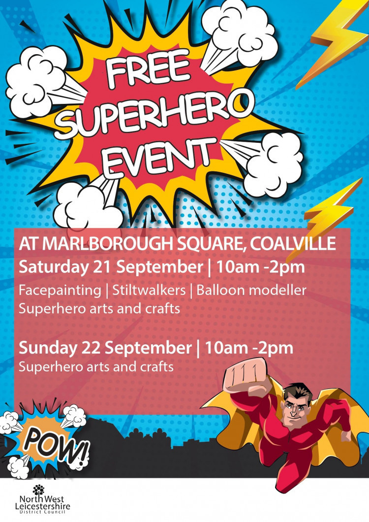 Free Superhero Event at the new-look Marlborough Square in Coalville town centre