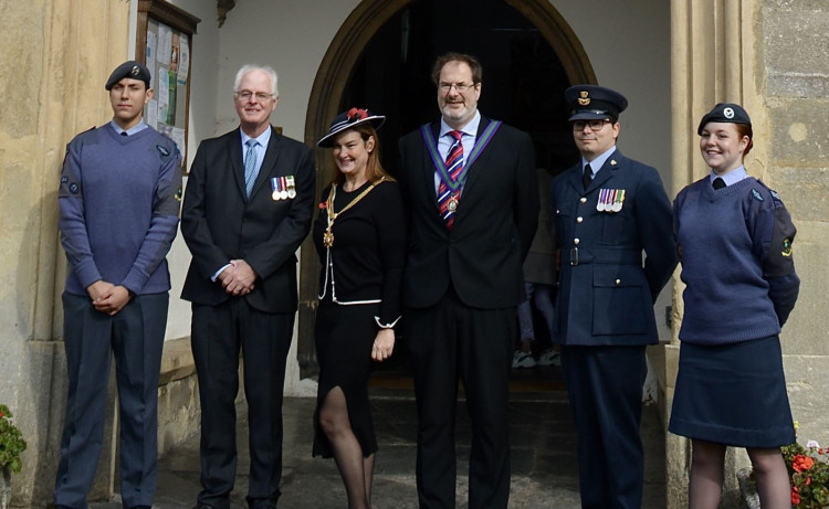 The Mayor of Wells took part in a special service at St John’s Church in Glastonbury to commemorate the Battle of Britain. (Wells City Council) 