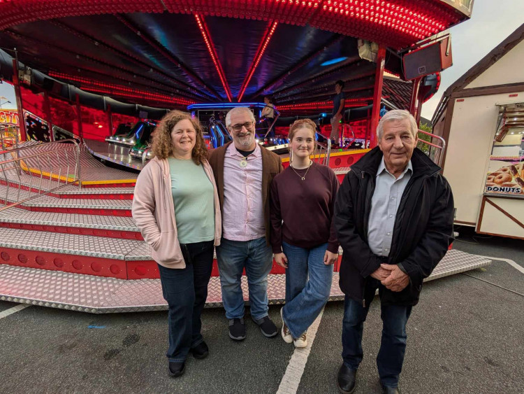 Joe White senior (far right) with Sandbach Mayor, Cllr John Arnold and his daughter and wife. (Photo: Nub News)