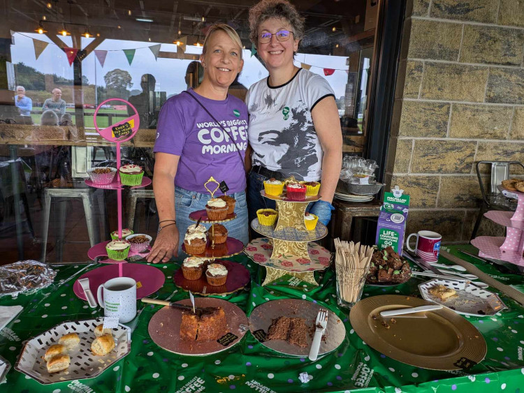 Sandbach's Judith Colclough with helper Gill Brayshaw at the coffee morning. (Photo: Nub News) 