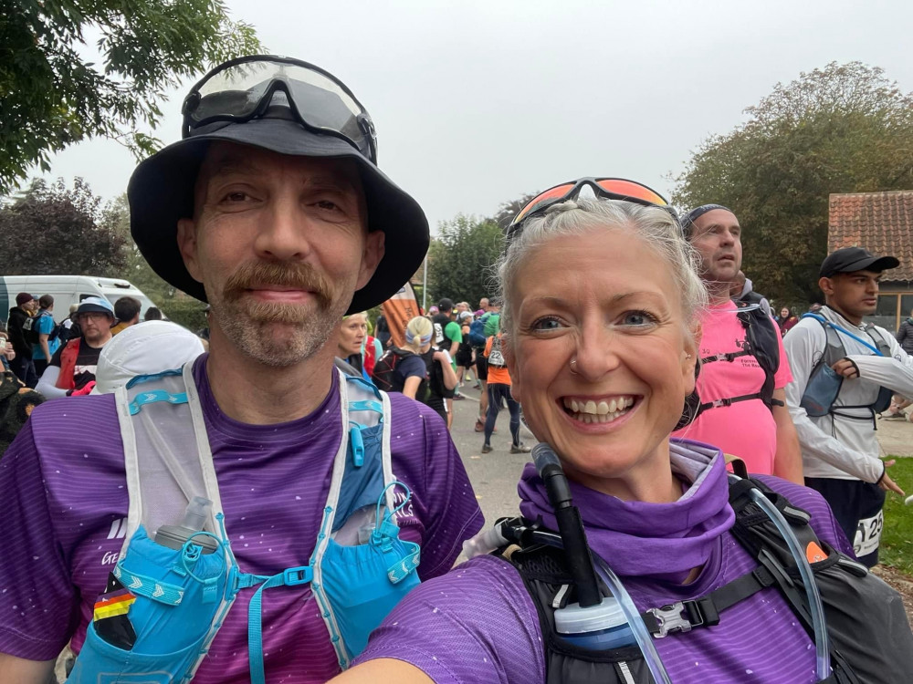 Michelle and Mark ran over 100 miles in less than 23 hours, running through the day and night around Nottingham. (Photo: Rita Bridgman)