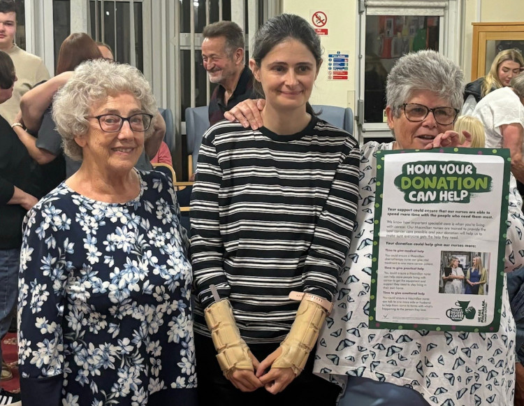 Jodie Ruskin (centre) helped boost Macmillan charity with her insight and the help of Freeman Court residents.