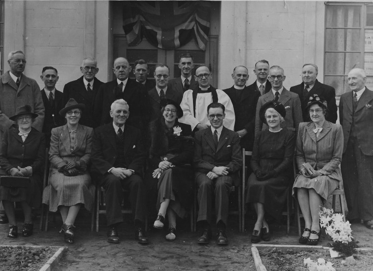 Wistaston Memorial Hall, Church Lane, was officially opened by the Hon. Lady Barlow (centre), chairman of the Cheshire Rural Community Council, on Saturday 26 March 1949 (Wistaston Memorial Hall).