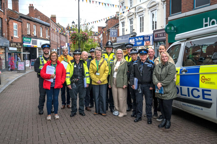 Congleton Town Council, NWROCU, Congleton Beat Team and designing out crime officer in the town centre ready for the day of action.