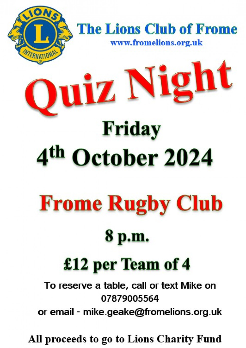 Frome Lions Quiz Night