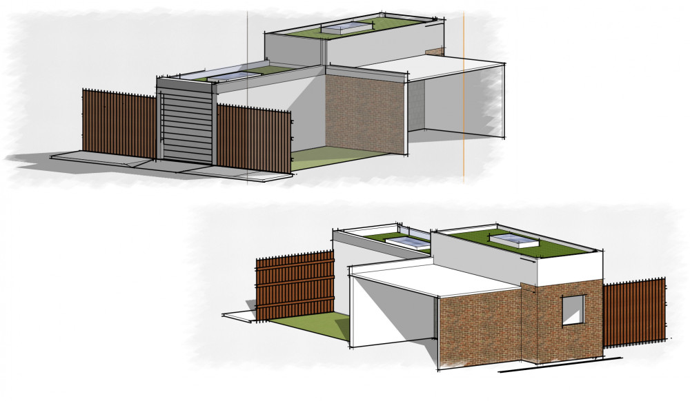 An artist impression of the proposed garage to replace the abandoned one on Castlebar Park Road, Ealing (credit: Planning application/Ealing Council).