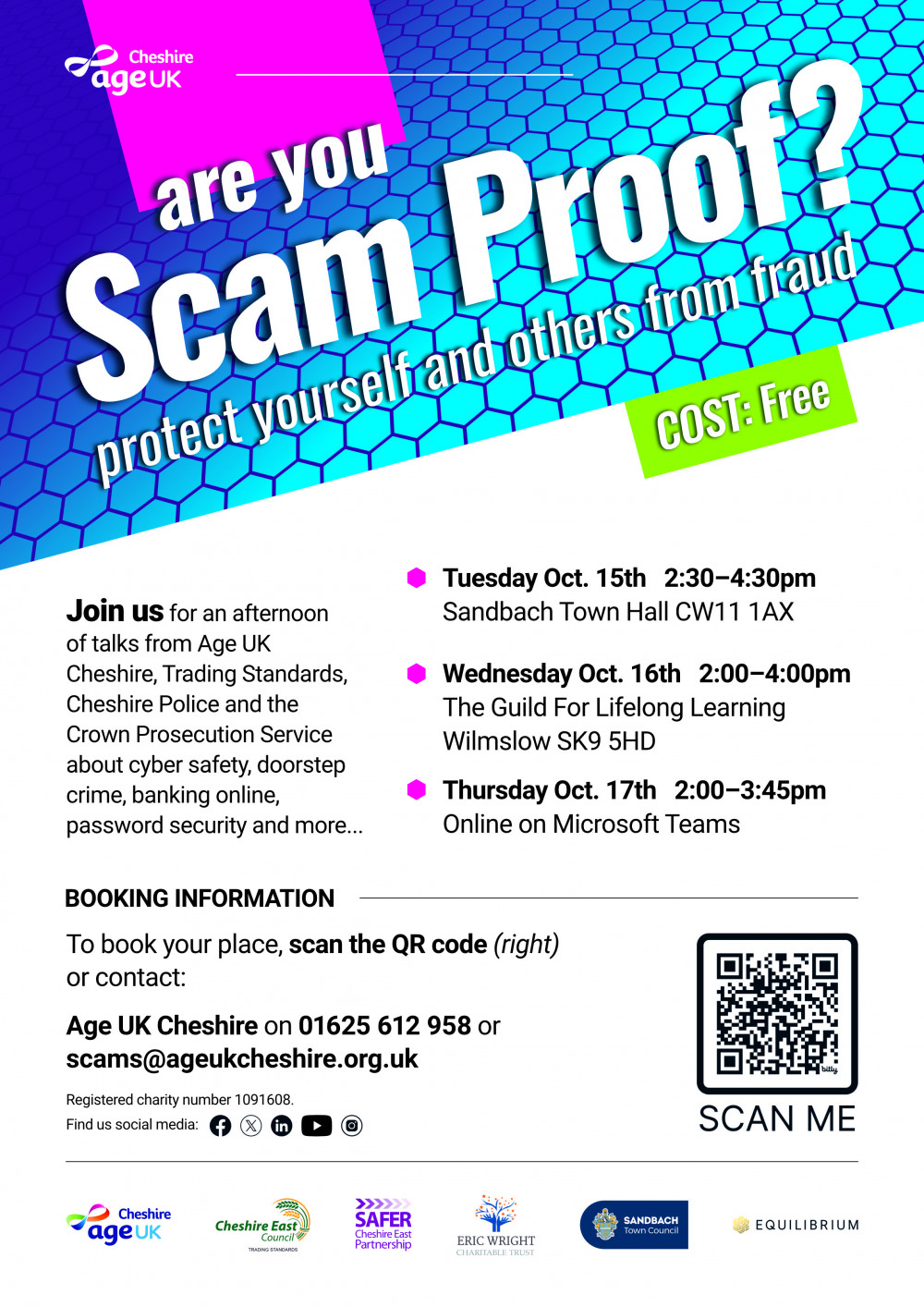 Date for your diary - free Scam Proof event at Sandbach Town Hall. (Image: Age UK Cheshire)