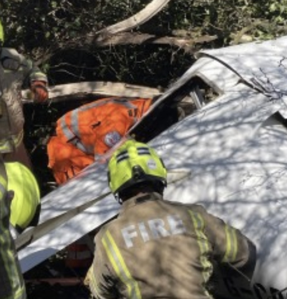 Rescuers pulled two people from April's air crash near aveley.