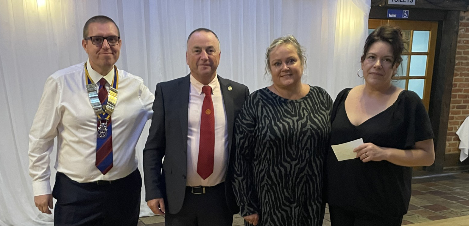 Rebecca and Georgia representing the Classic Hair team that rode on the day, received a cheque from President Paul Luke and Rotarian Jim Robertson.