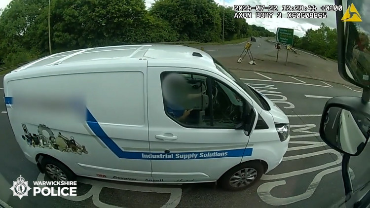 Warwickshire Police was patrolling the M40, M42 and A46 in an undercover lorry between July 22-26 (image via SWNS)