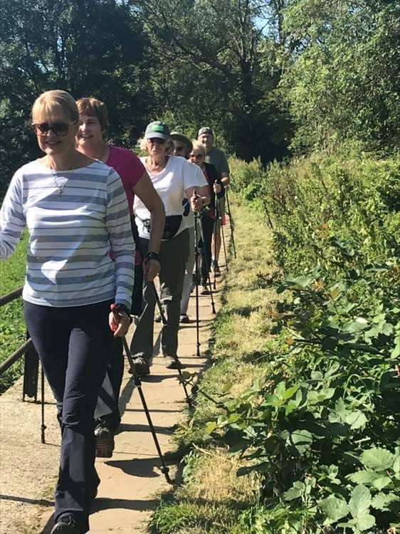 Oakham Nordic Walking society enjoying the local area (photo credit to the Nordic Walking Society)