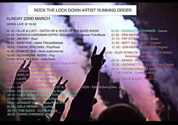 Sunday's Rock Lock Down running order