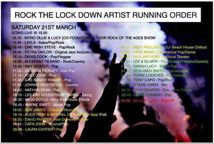 Saturday's Rock Lock running order