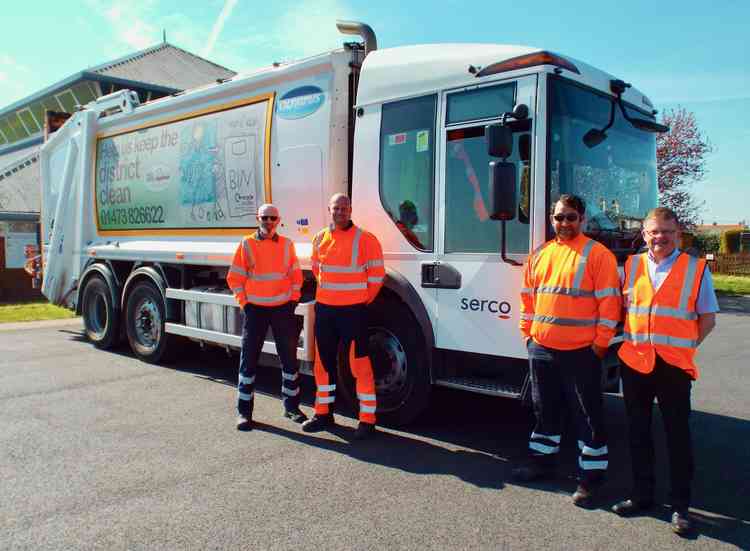 Babergh bin crew John Harvey, Gavin Leeks and Gooney Gorken ( Gorky ) and Colin Wagstaff